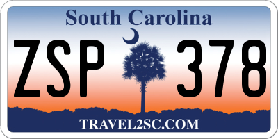 SC license plate ZSP378