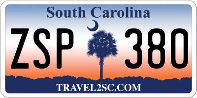 SC license plate ZSP380