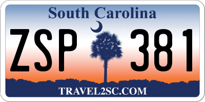 SC license plate ZSP381