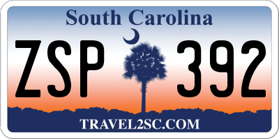 SC license plate ZSP392
