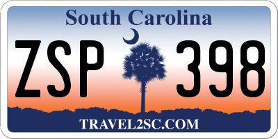 SC license plate ZSP398