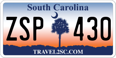 SC license plate ZSP430