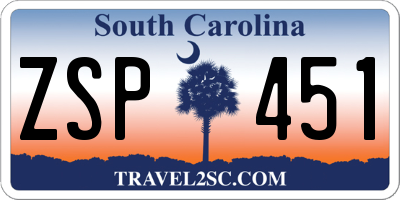 SC license plate ZSP451