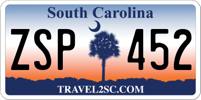 SC license plate ZSP452