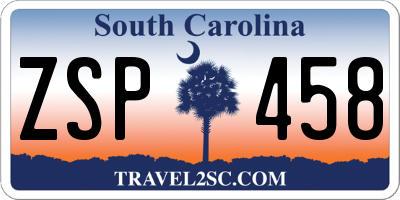 SC license plate ZSP458