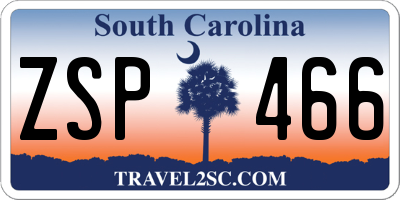 SC license plate ZSP466