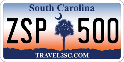 SC license plate ZSP500