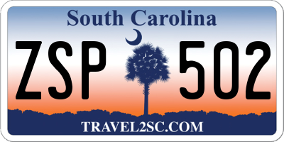 SC license plate ZSP502