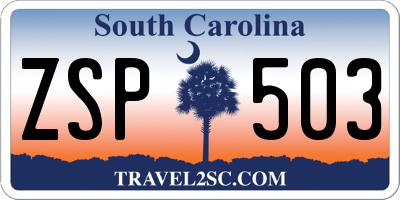 SC license plate ZSP503