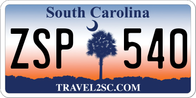SC license plate ZSP540