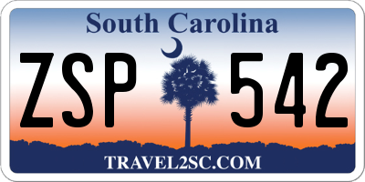 SC license plate ZSP542