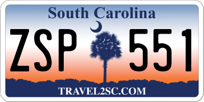 SC license plate ZSP551
