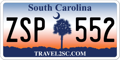 SC license plate ZSP552