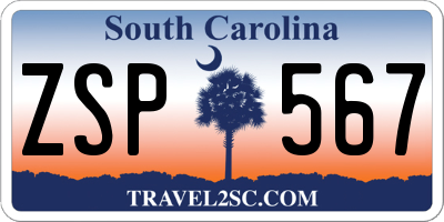 SC license plate ZSP567