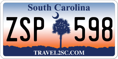 SC license plate ZSP598