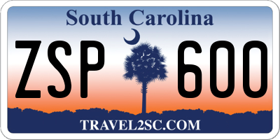 SC license plate ZSP600