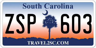 SC license plate ZSP603