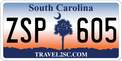 SC license plate ZSP605