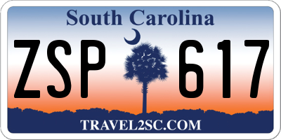 SC license plate ZSP617