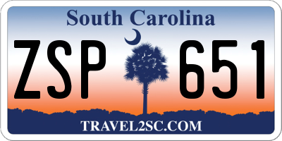 SC license plate ZSP651