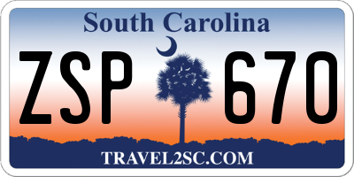 SC license plate ZSP670