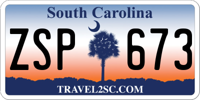SC license plate ZSP673