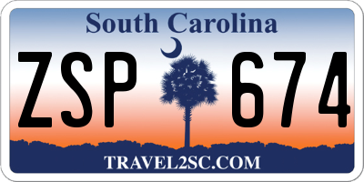 SC license plate ZSP674