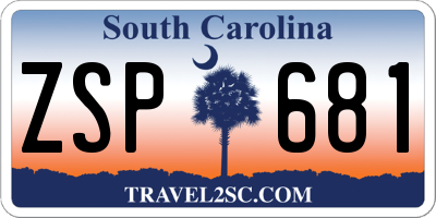 SC license plate ZSP681