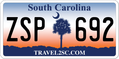SC license plate ZSP692