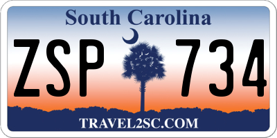 SC license plate ZSP734