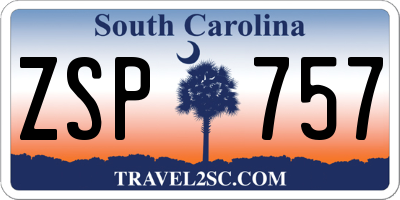 SC license plate ZSP757