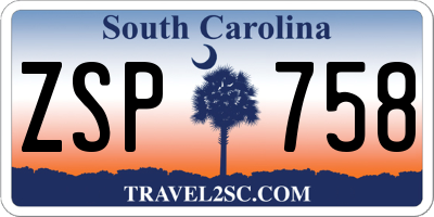 SC license plate ZSP758
