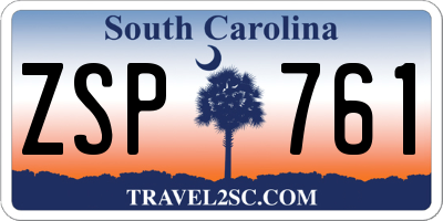 SC license plate ZSP761