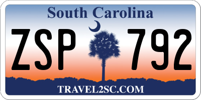 SC license plate ZSP792