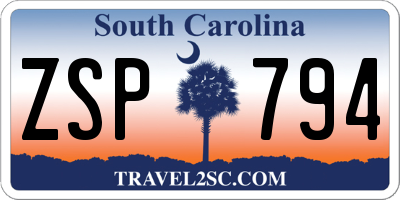 SC license plate ZSP794