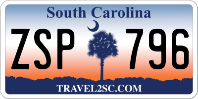 SC license plate ZSP796