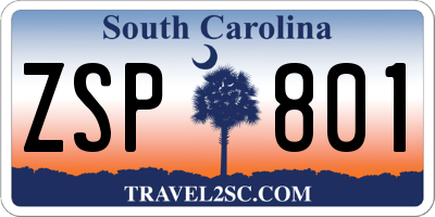 SC license plate ZSP801