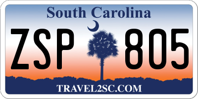 SC license plate ZSP805