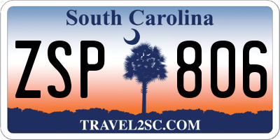 SC license plate ZSP806