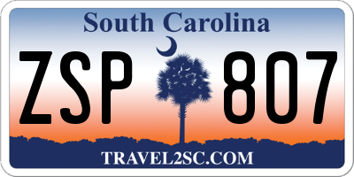 SC license plate ZSP807