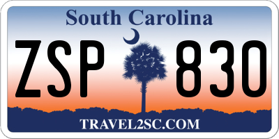 SC license plate ZSP830