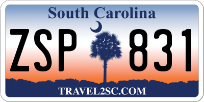 SC license plate ZSP831