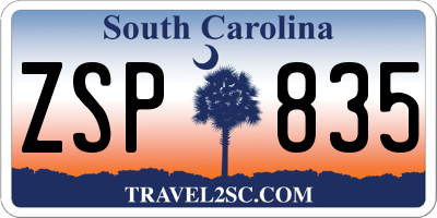 SC license plate ZSP835