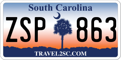 SC license plate ZSP863