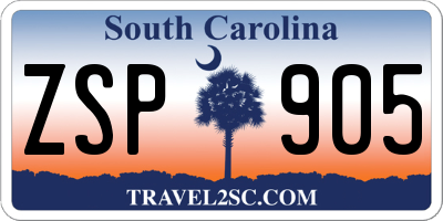 SC license plate ZSP905
