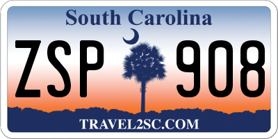 SC license plate ZSP908