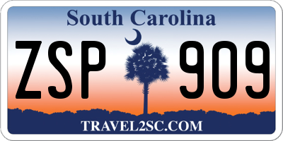 SC license plate ZSP909