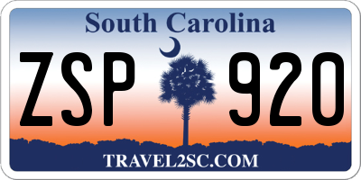SC license plate ZSP920
