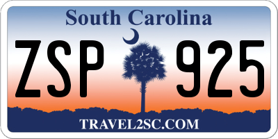 SC license plate ZSP925