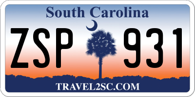 SC license plate ZSP931
